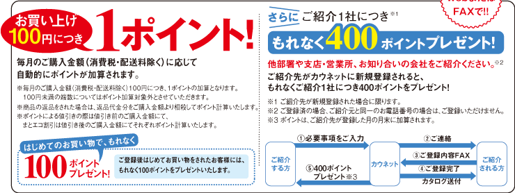 お買い上げ100円につき1ポイント！